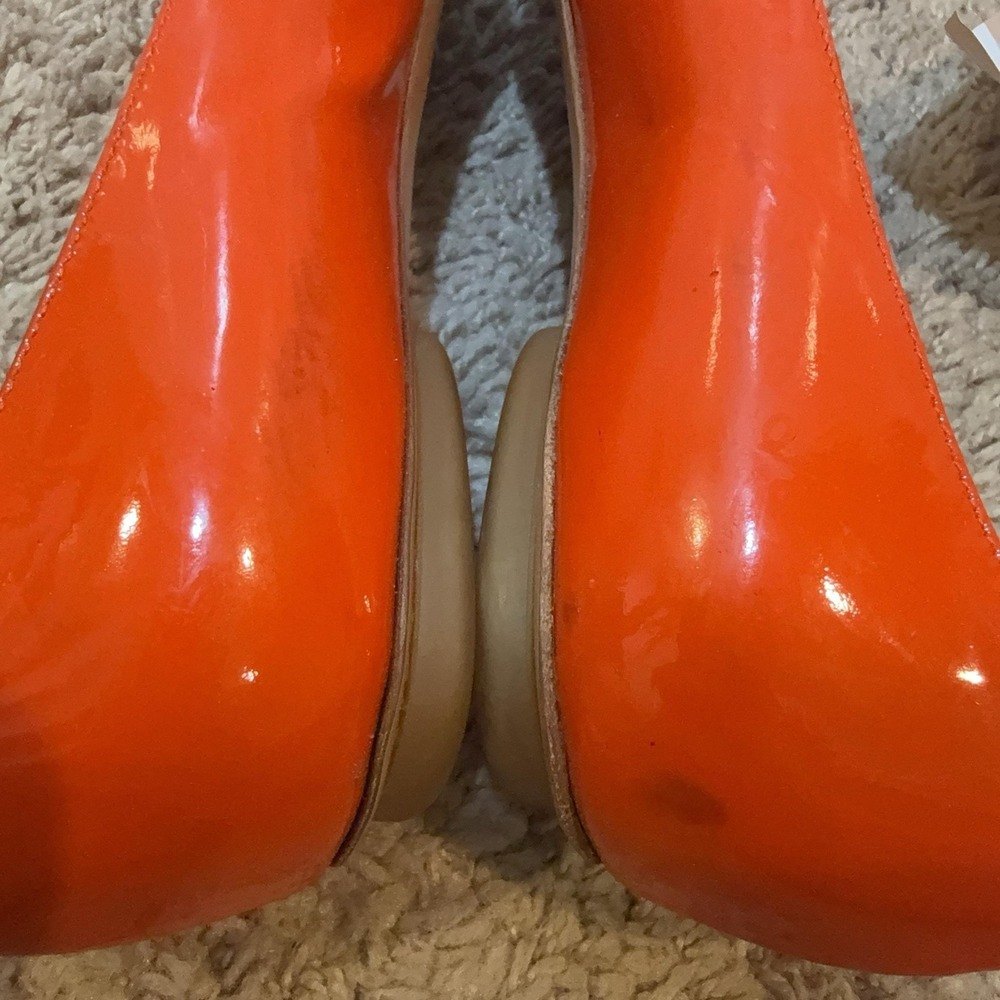Marc Jacobs Shoes Womens Size 8.5 Orange Patent Ballet Flats Bow Made In Italy - Picture 10 of 11